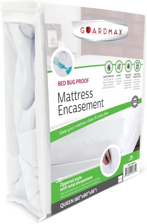 Guardmax Jersey Knitted Queen Zippered Mattress Encasement with Deep Pockets - Waterproof & Bed Bug Proof Mattress Protector - Comfortable, Soft, and Noiseless Zippered Bedding - (60x 80 x 18)