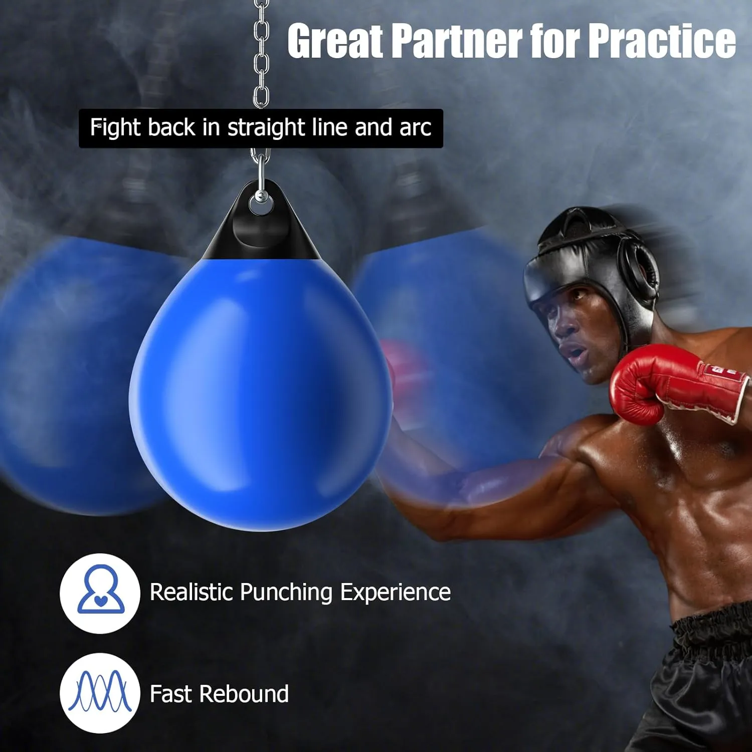 GYMAX Punching Bag, Water Aqua Bag w/Water Injector & Hanging Accessories, Folding Heavy Duty Boxing Bag for Home Gym, Boxing Training Equipment for Adults