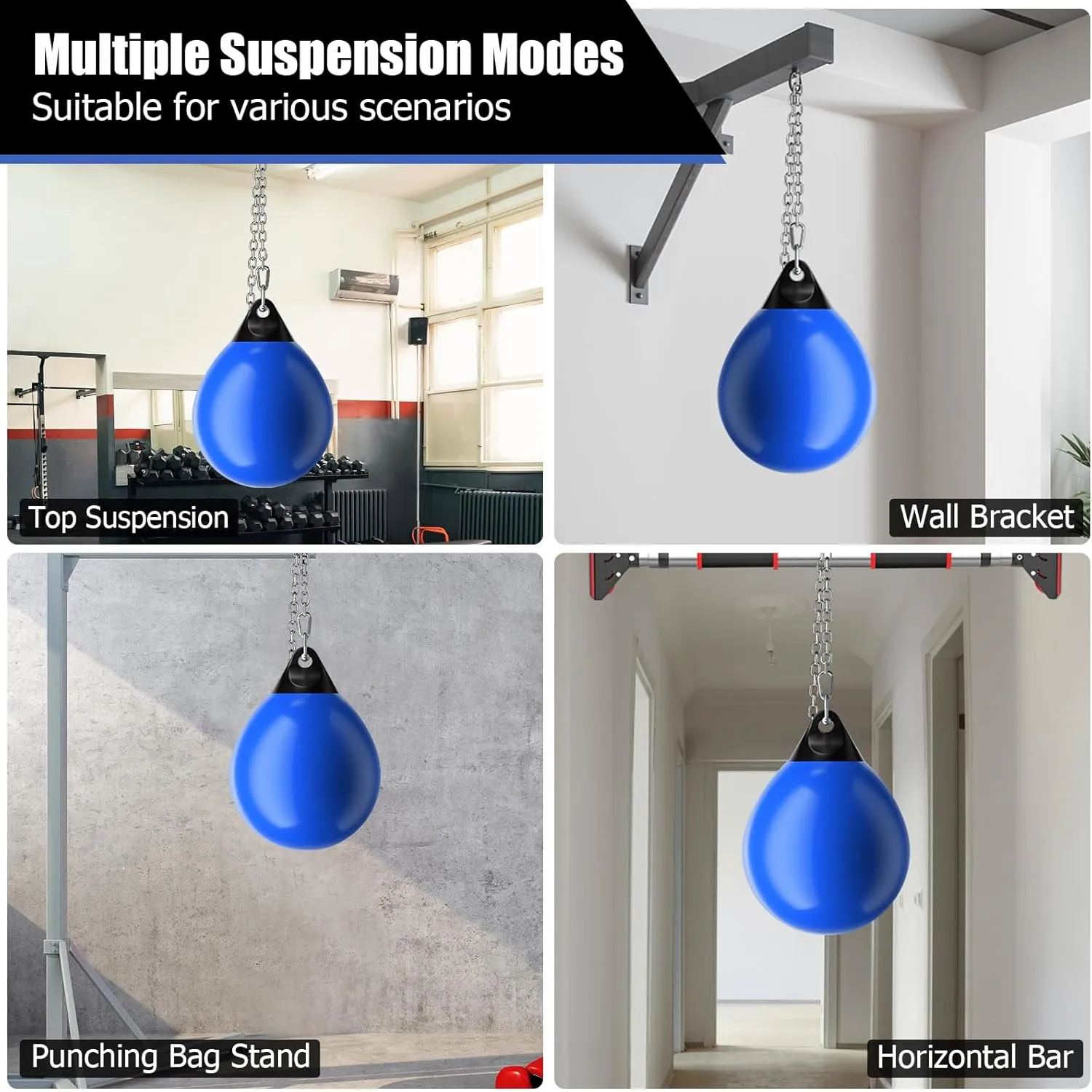 GYMAX Punching Bag, Water Aqua Bag w/Water Injector & Hanging Accessories, Folding Heavy Duty Boxing Bag for Home Gym, Boxing Training Equipment for Adults