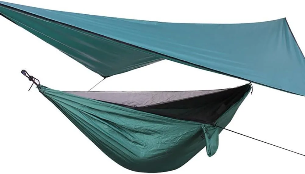 Hammock,camping Hammock,Hammock with Canopy, Sunshade, Anti-mosquito Net, Rainproof, Can Be Used by Two People, Suitable for Parks, Beaches and Camping and Other Outdoor Places(Green)