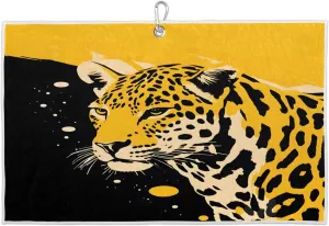 Hand Painted Abstraction Tiger Golf Towel with Heavy Duty Carabiner Ultra Absorbent Quick Dry Perfect for Cleaning Clubs Balls Gear Essential Golf Accessory for Men Women Kids
