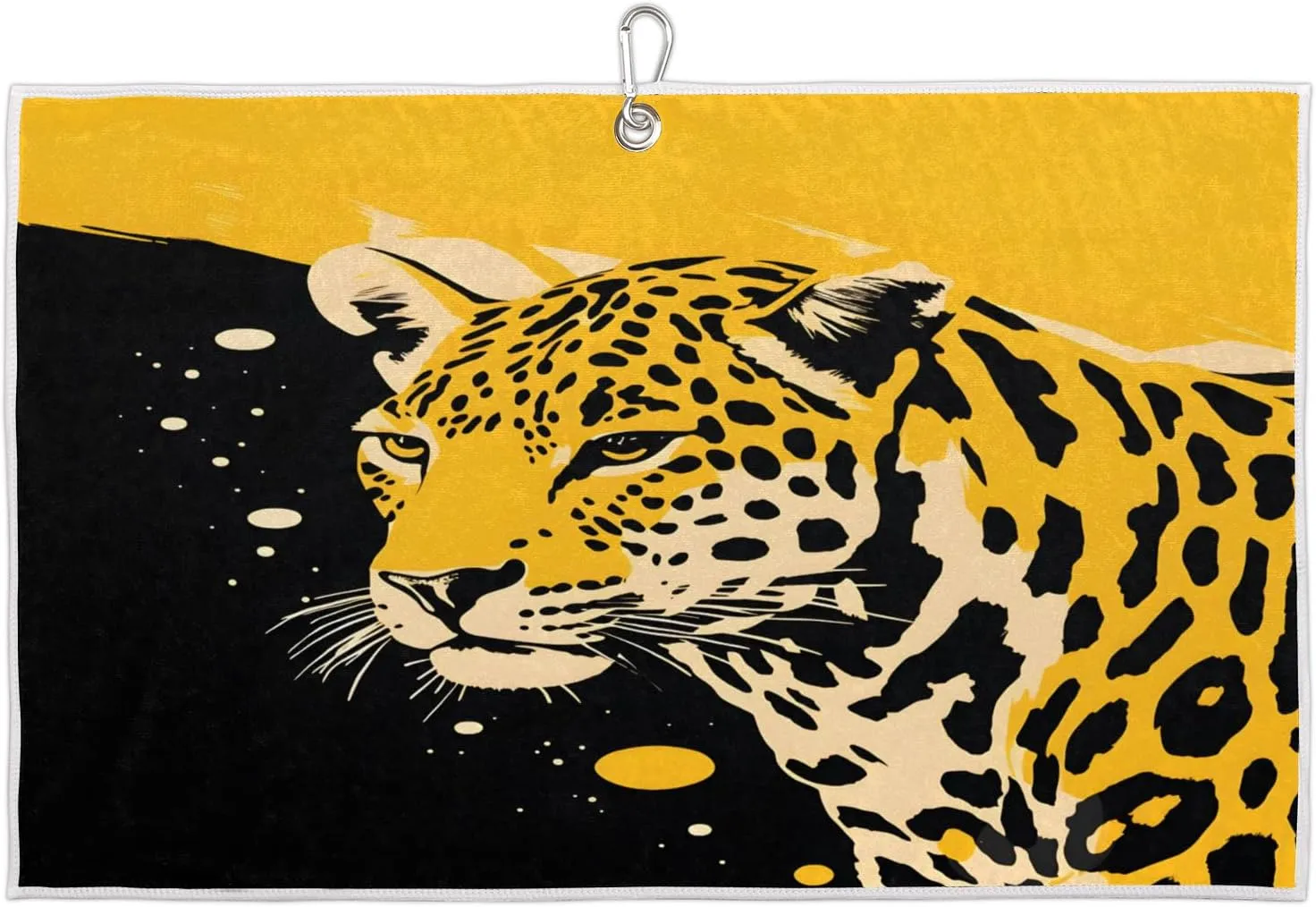 Hand Painted Abstraction Tiger Golf Towel with Heavy Duty Carabiner Ultra Absorbent Quick Dry Perfect for Cleaning Clubs Balls Gear Essential Golf Accessory for Men Women Kids