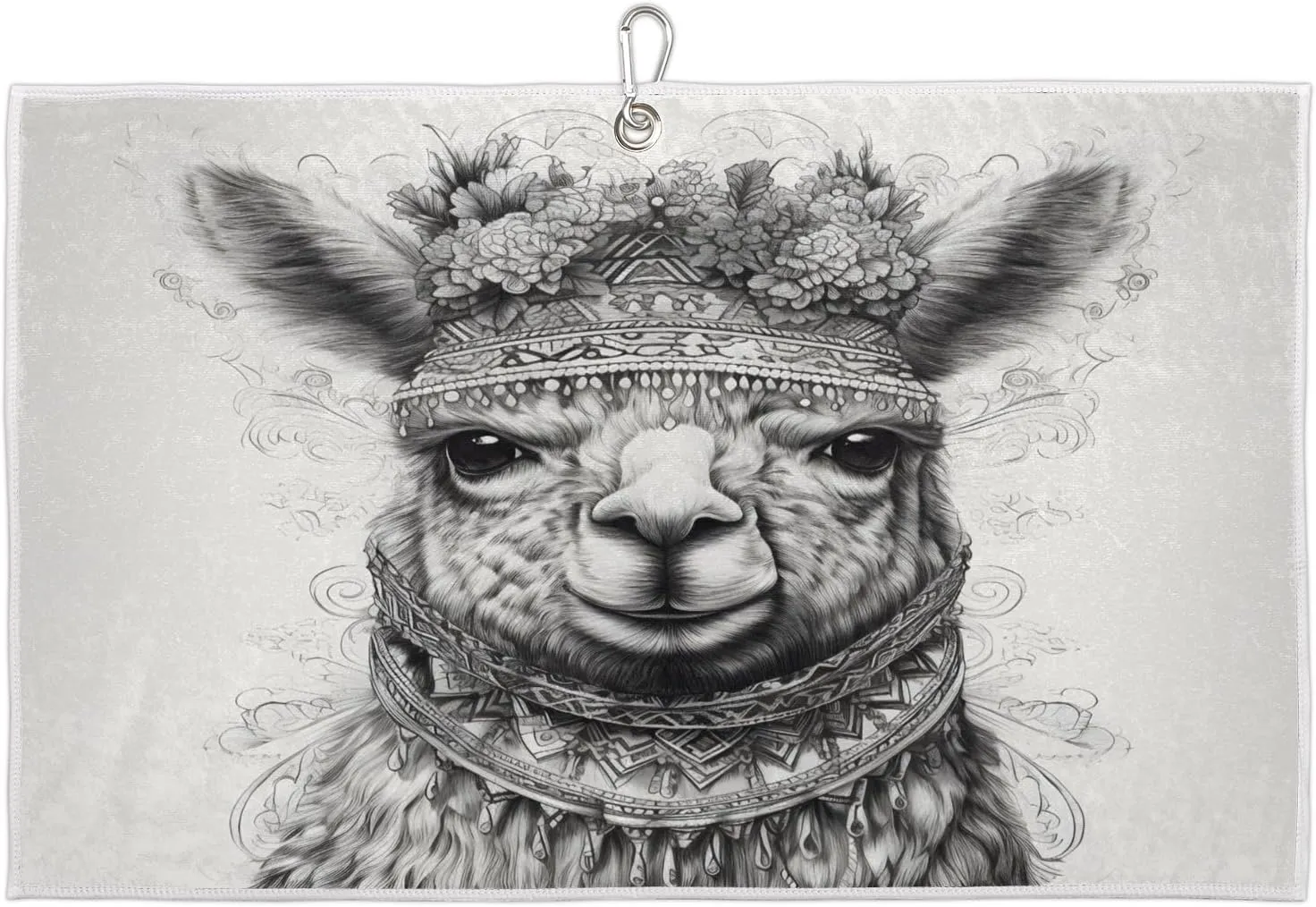 Hand Painted Alpaca Golf Towel with Heavy Duty Carabiner Clip Quick Dry Ultra Absorbent Club Ball Cleaning Towel Golf Accessories for Men Women