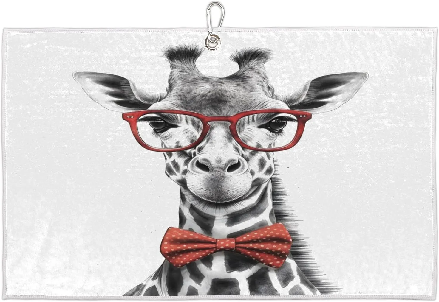 Hand Painted Giraffe Golf Towel with Heavy Duty Carabiner Ultra Absorbent Quick Dry Perfect for Cleaning Clubs Balls Gear Essential Golf Accessory for Men Women Kids
