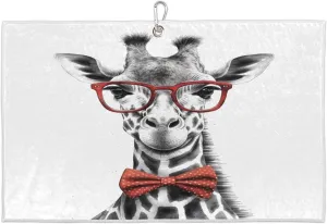 Hand Painted Giraffe Golf Towel with Heavy Duty Carabiner Ultra Absorbent Quick Dry Perfect for Cleaning Clubs Balls Gear Essential Golf Accessory for Men Women Kids