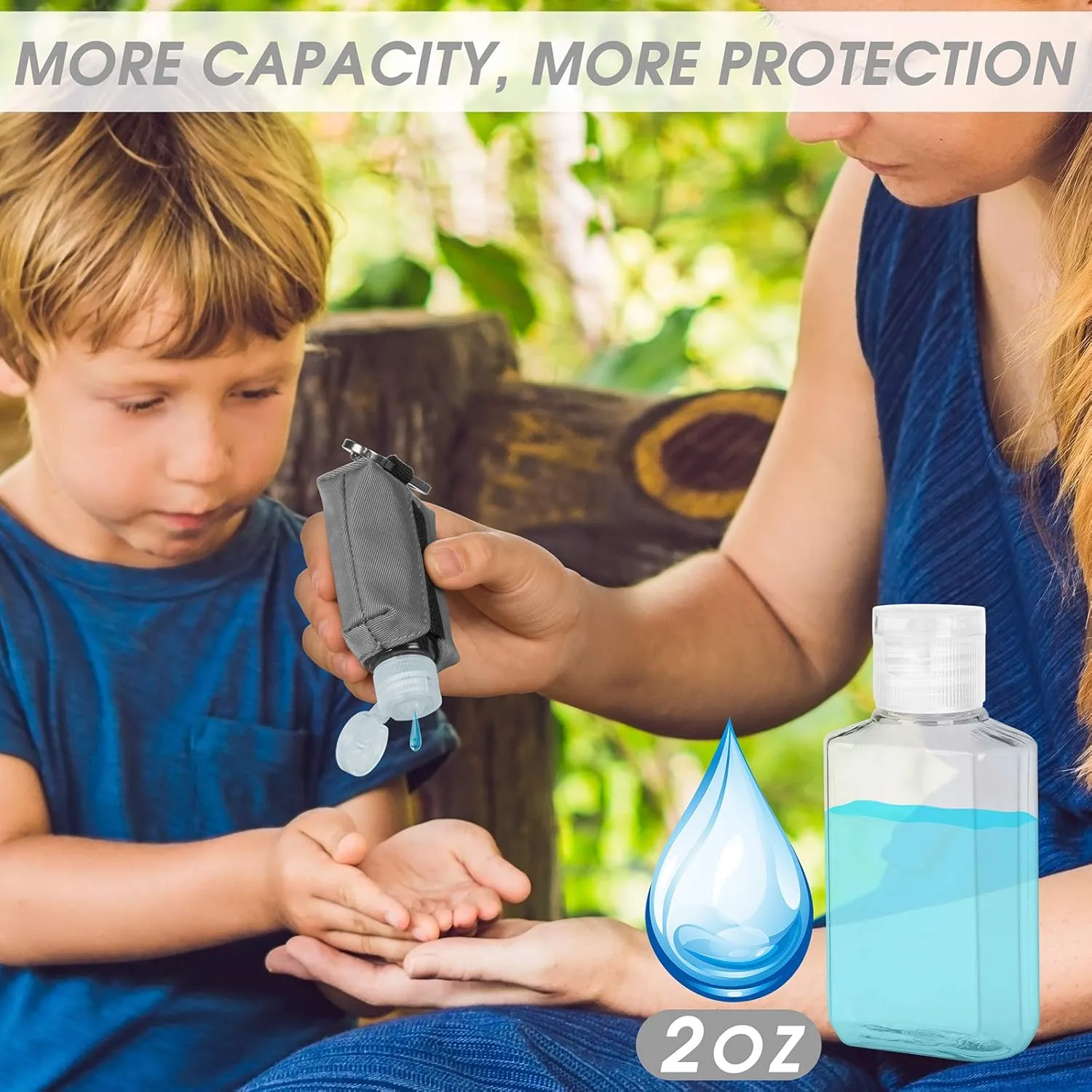 Hand Sanitizer Bottle Case Holder, Travel Size Empty Bottle Refillable Containers for Soap, Lotion, and Liquids - 60ML/2 oz Flip Cap Reusable Bottles with Carabiner Carriers