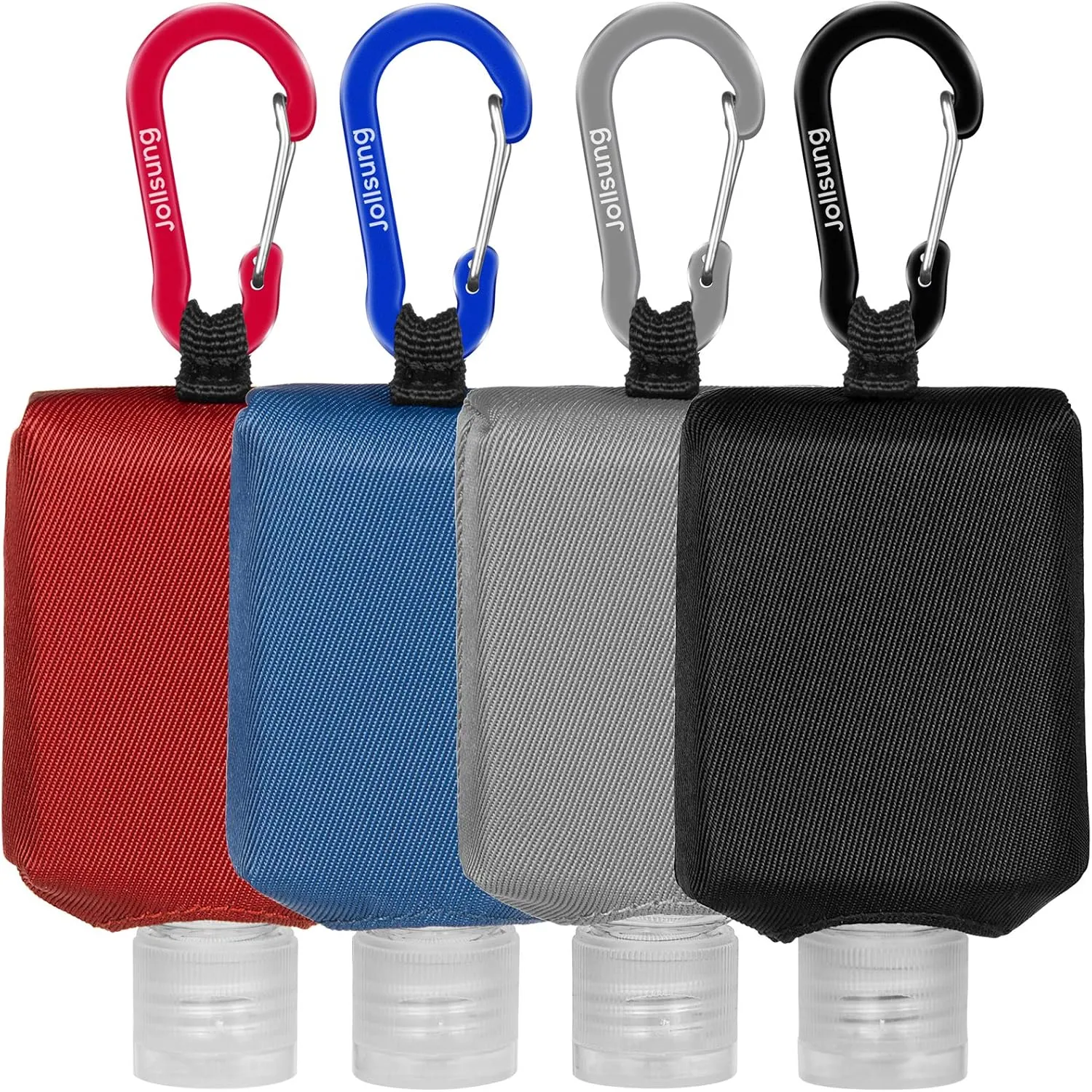 Hand Sanitizer Bottle Case Holder, Travel Size Empty Bottle Refillable Containers for Soap, Lotion, and Liquids - 60ML/2 oz Flip Cap Reusable Bottles with Carabiner Carriers
