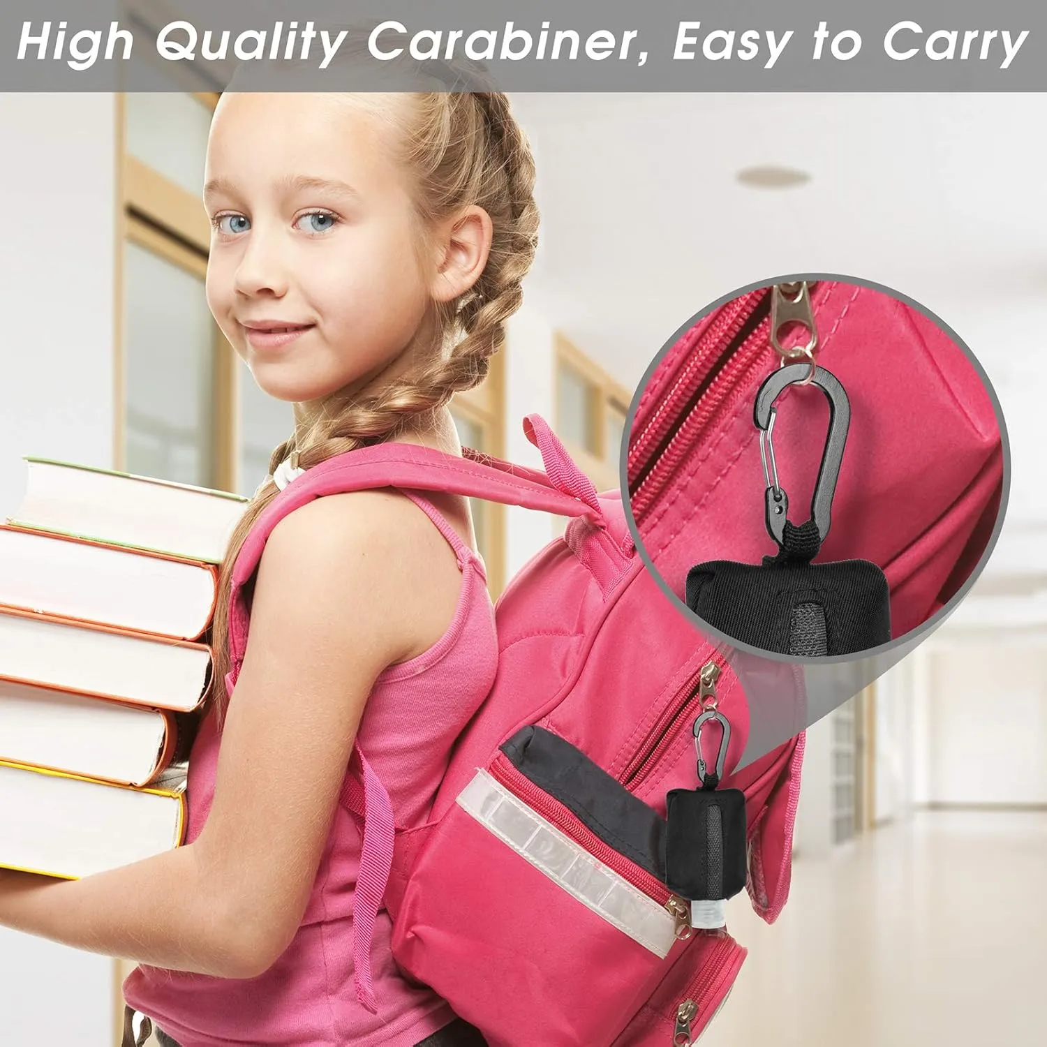 Hand Sanitizer Bottle Case Holder, Travel Size Empty Bottle Refillable Containers for Soap, Lotion, and Liquids - 60ML/2 oz Flip Cap Reusable Bottles with Carabiner Carriers