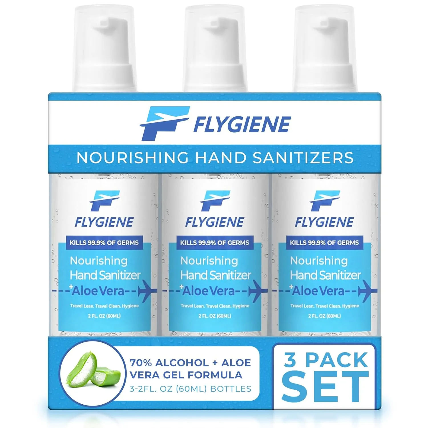 Hand Sanitizer Travel Size - Pocket-Sized Portable Hand Gel with Aloe Vera - TSA Approved - Hand Spray - Non-Drying Hand Sanitizers - Convenient for Everyday Use (2 oz, Pack of 3)