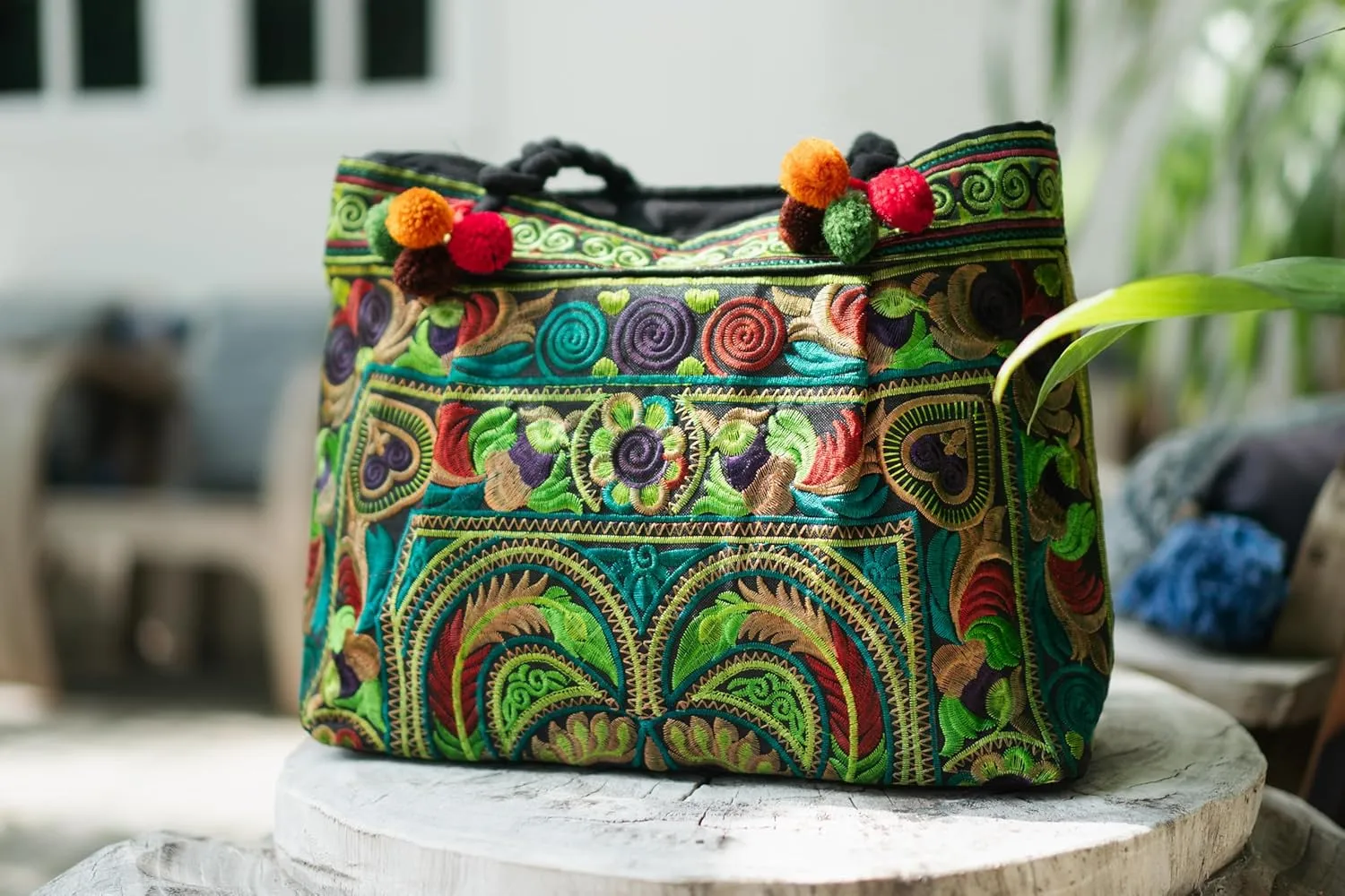 Handmade Hmong Embroidered Handbag from Thailand, Hill Tribe Purse for Woman