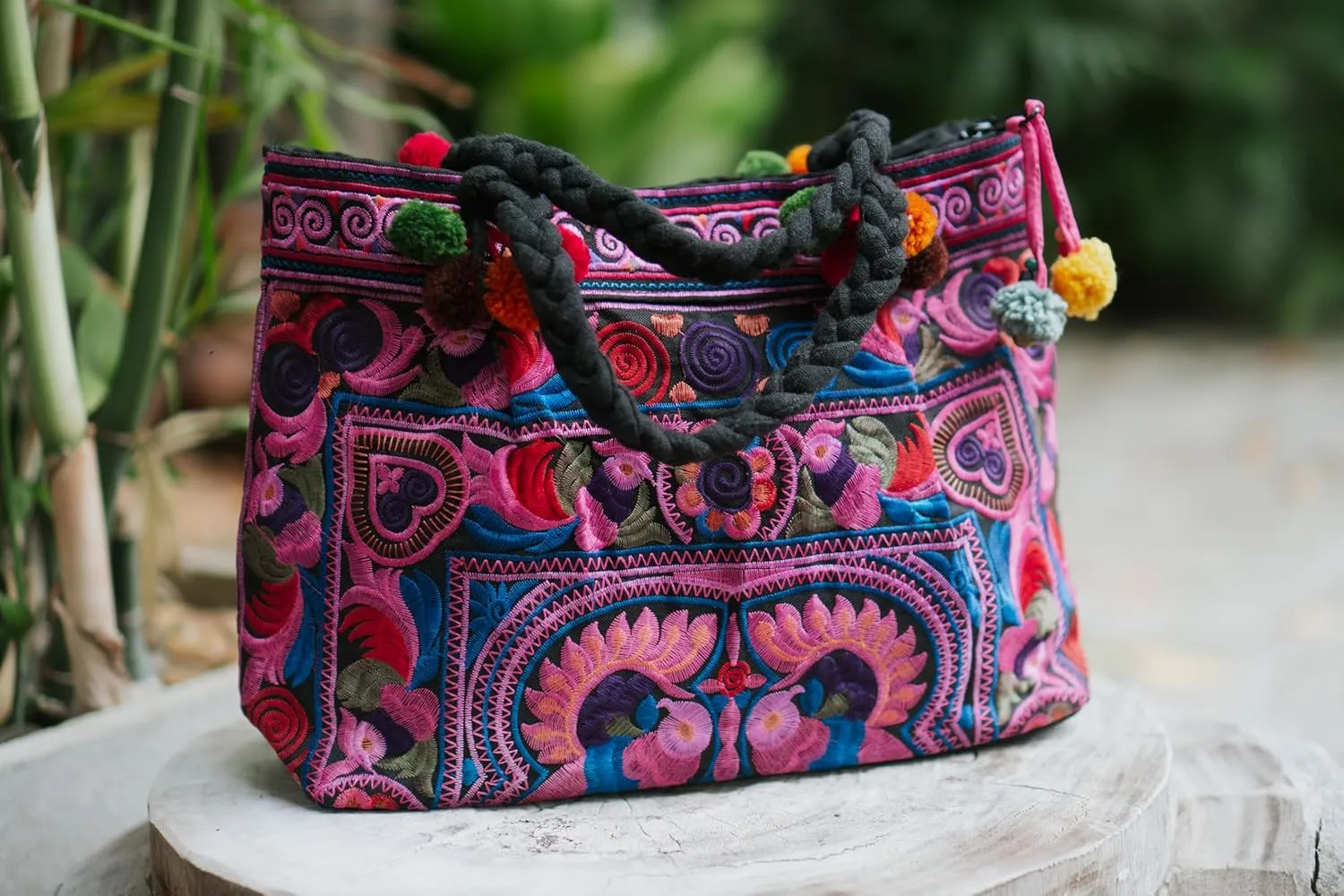 Handmade Hmong Embroidered Handbag from Thailand, Hill Tribe Purse for Woman