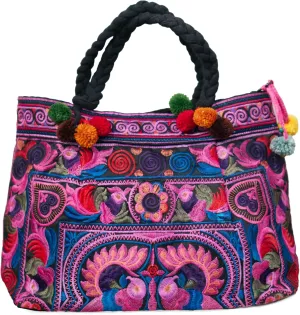 Handmade Hmong Embroidered Handbag from Thailand, Hill Tribe Purse for Woman