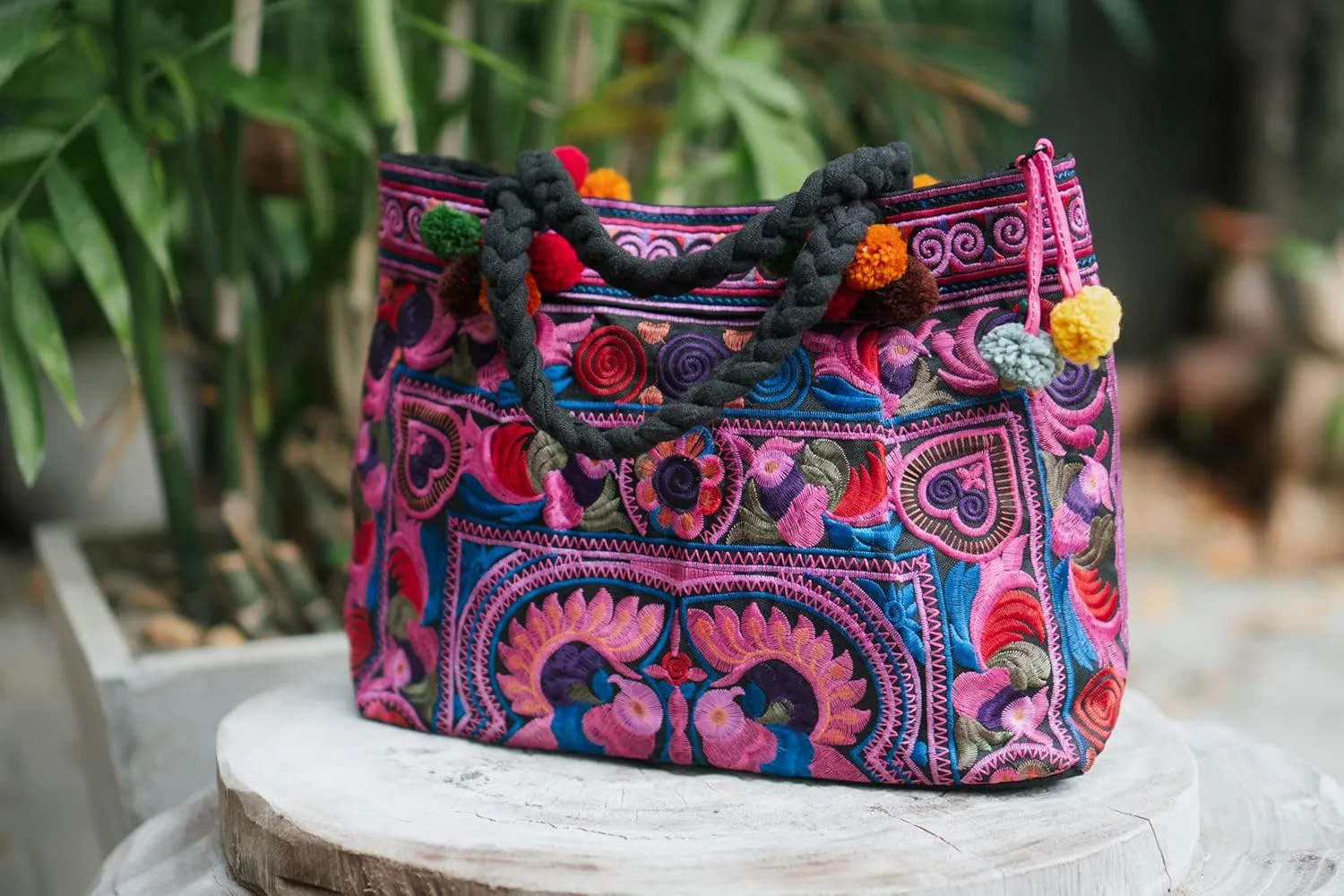 Handmade Hmong Embroidered Handbag from Thailand, Hill Tribe Purse for Woman