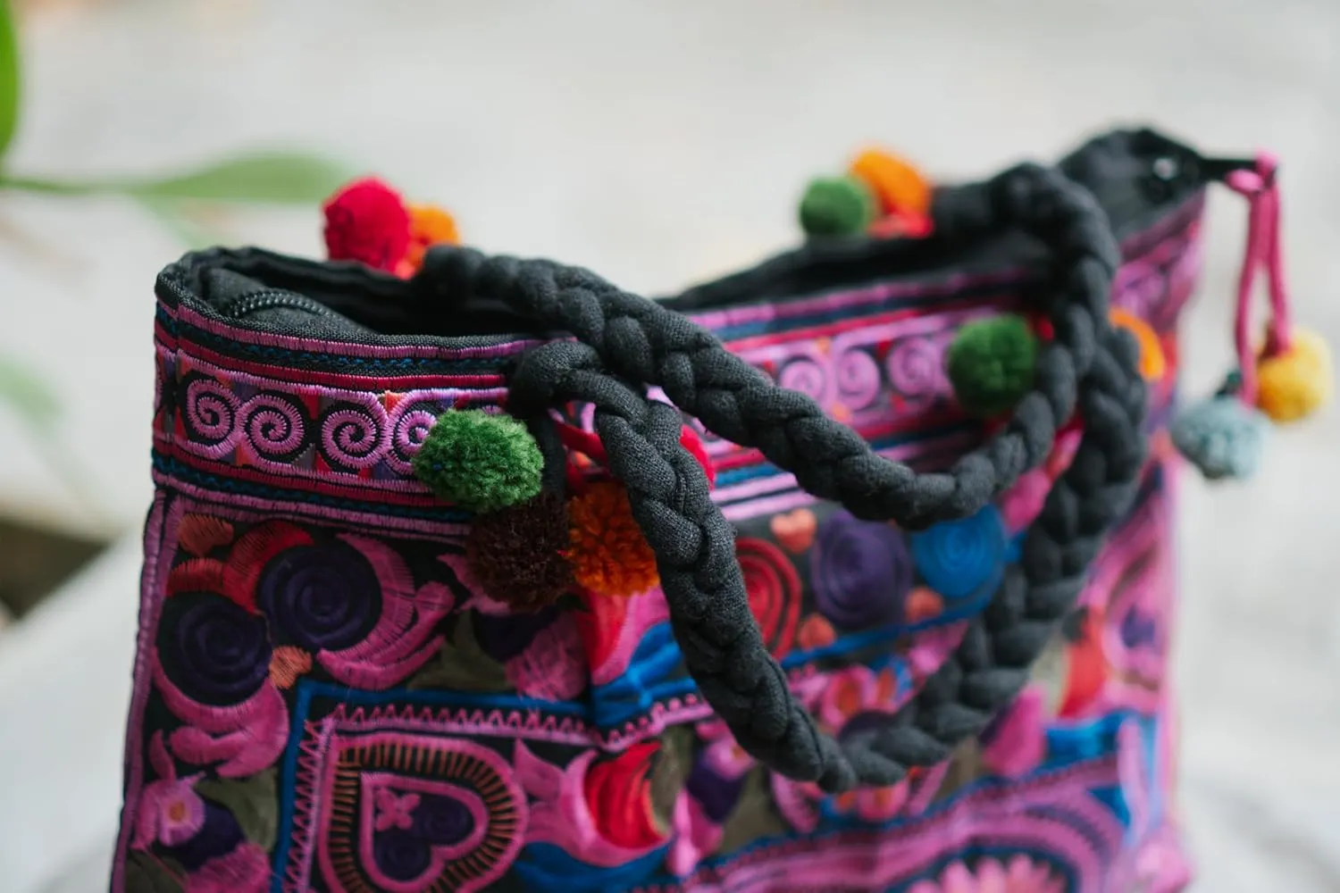Handmade Hmong Embroidered Handbag from Thailand, Hill Tribe Purse for Woman