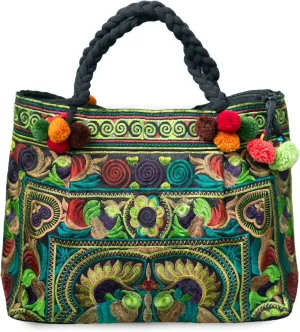 Handmade Hmong Embroidered Handbag from Thailand, Hill Tribe Purse for Woman