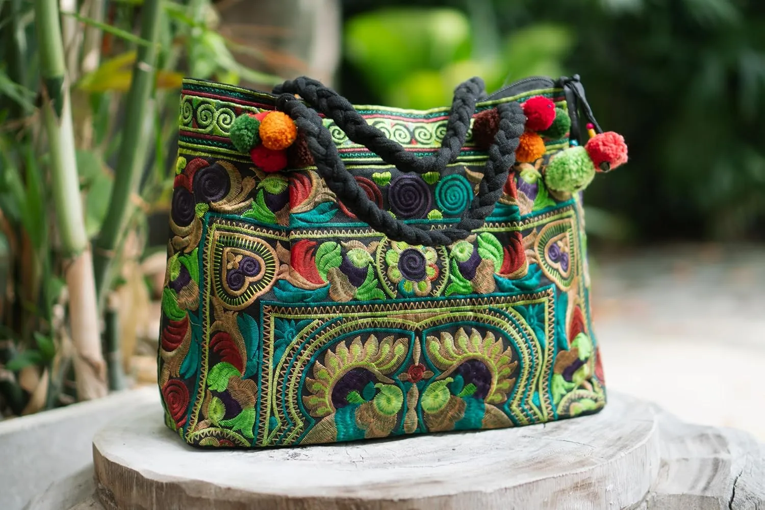Handmade Hmong Embroidered Handbag from Thailand, Hill Tribe Purse for Woman