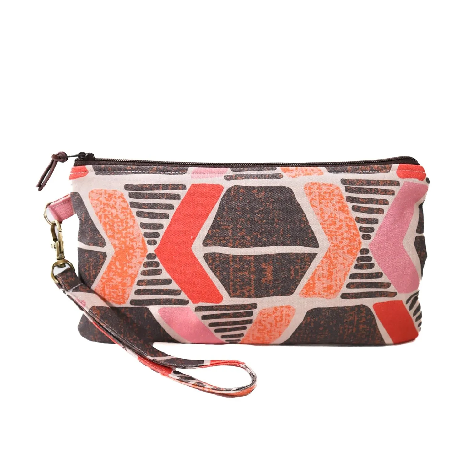Handmade Wristlet - Cotton Canvas Purse with Detachable Wrist Strap (Yucatan)