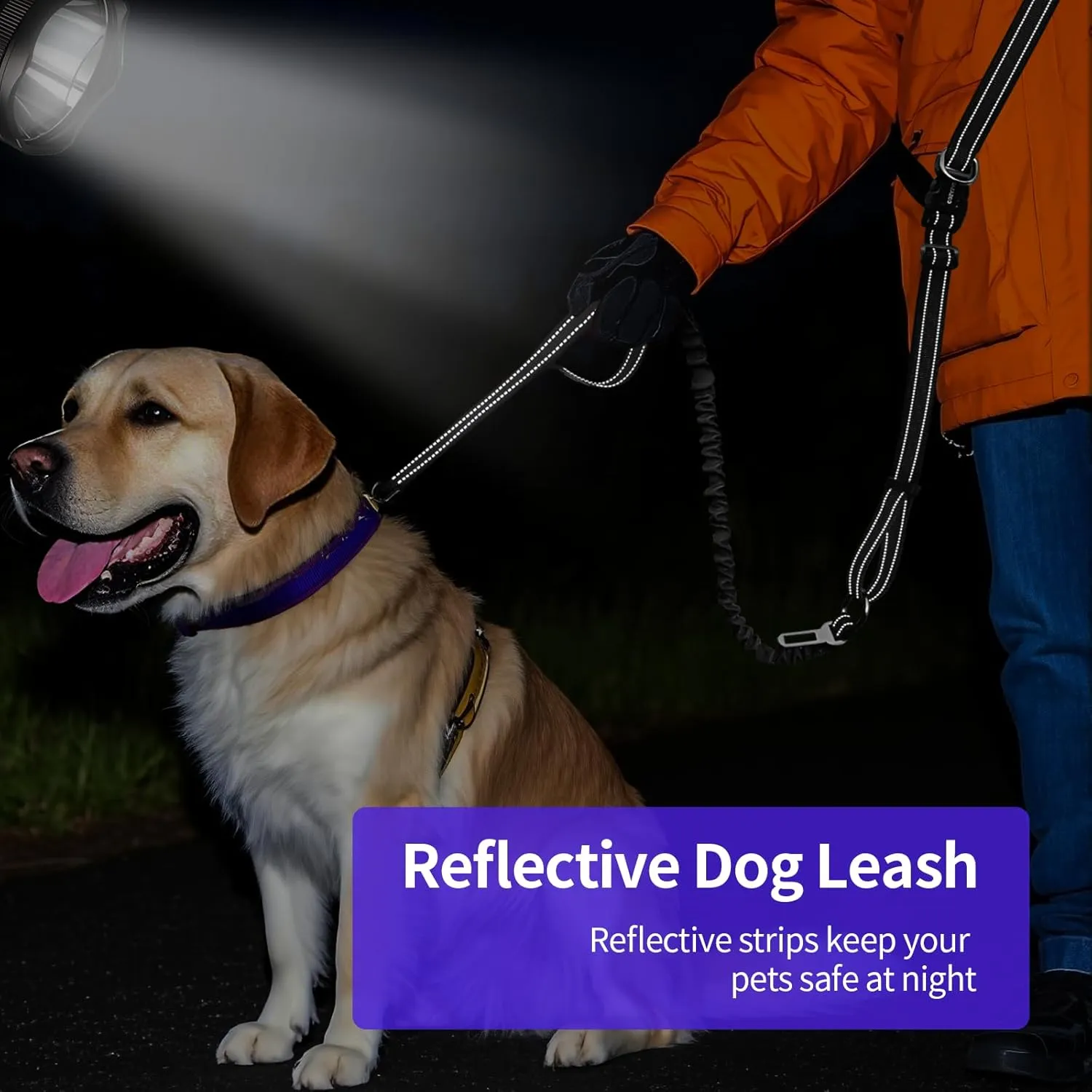 ​Hands Free Dog Leash for Large Dogs ​Adjustable 6 to 9 Feet ​Heavy Duty with ​No Pull Bungee & ​Reflective Ideal for ​Running, ​Jogging, ​Leash ​Carabiner for Ultimate Convenience Black