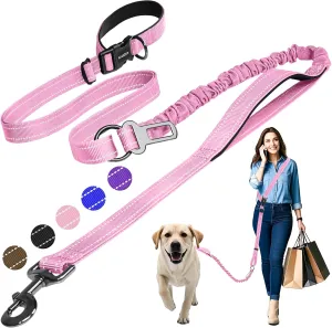 ​Hands Free Dog Leash for Large Dogs ​Adjustable 6 to 9 Feet ​Heavy Duty with ​No Pull Bungee & ​Reflective Ideal for ​Running, ​Jogging, ​Leash ​Carabiner for Ultimate Convenience Pink