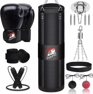 Hanging Punching Bag for Adults, 4FT New Upgrade Oxford Boxing Heavy Bag with 12oz Boxing Gloves, MMA Karate Kickboxing Muay Thai Training Equipment(Unfilled)