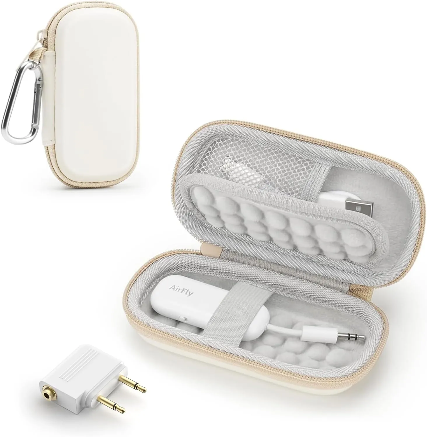 Hard Case for AirFly SE/Pro V2/Pro/Duo, Avantree Relay/1Mii Bluetooth Wireless Transmitter Receiver, with 3.5mm Jack AUX Adapter, Airplane Travel/TV/Gym Carrying Case Bag