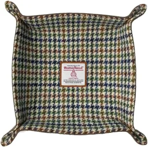 Harris Tweed Wool Valet Tray - Handcrafted Desk Organizer with Brass Snaps,Versatile Storage for Keys, Coin, Jewelry, and More