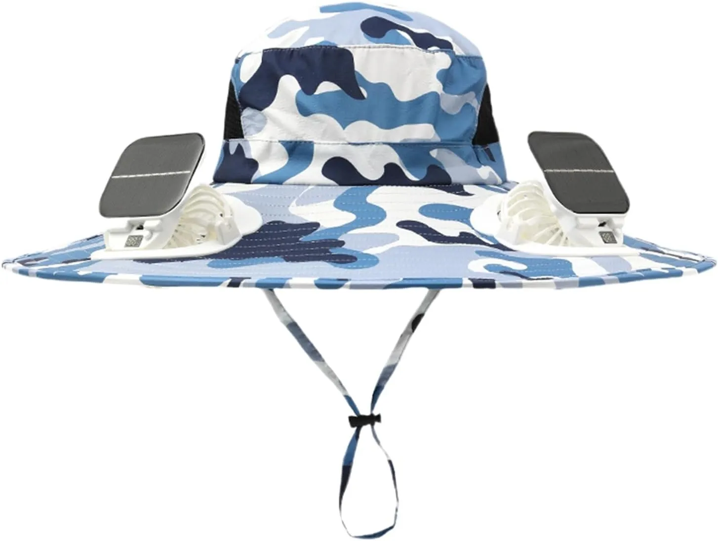 Hat with Fans Solar Power,Wide Brim Sun Hat with 2 Solar Fan Powered Fans Waterproof Breathable Bucket Hat