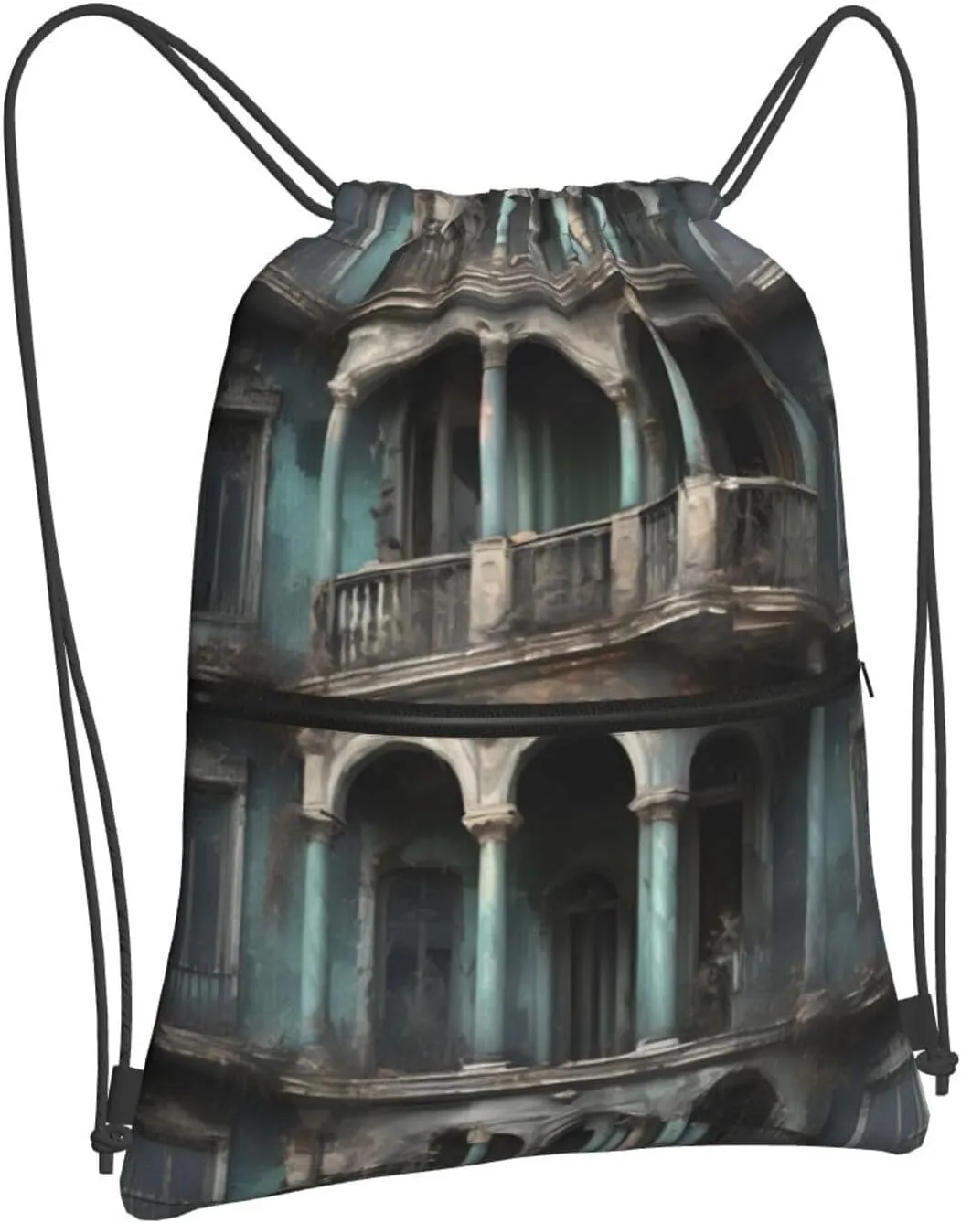 Haunted Mansions Drawstring Backpack String Cinch Bag For Fitness Workout, Daily Commute, Travel