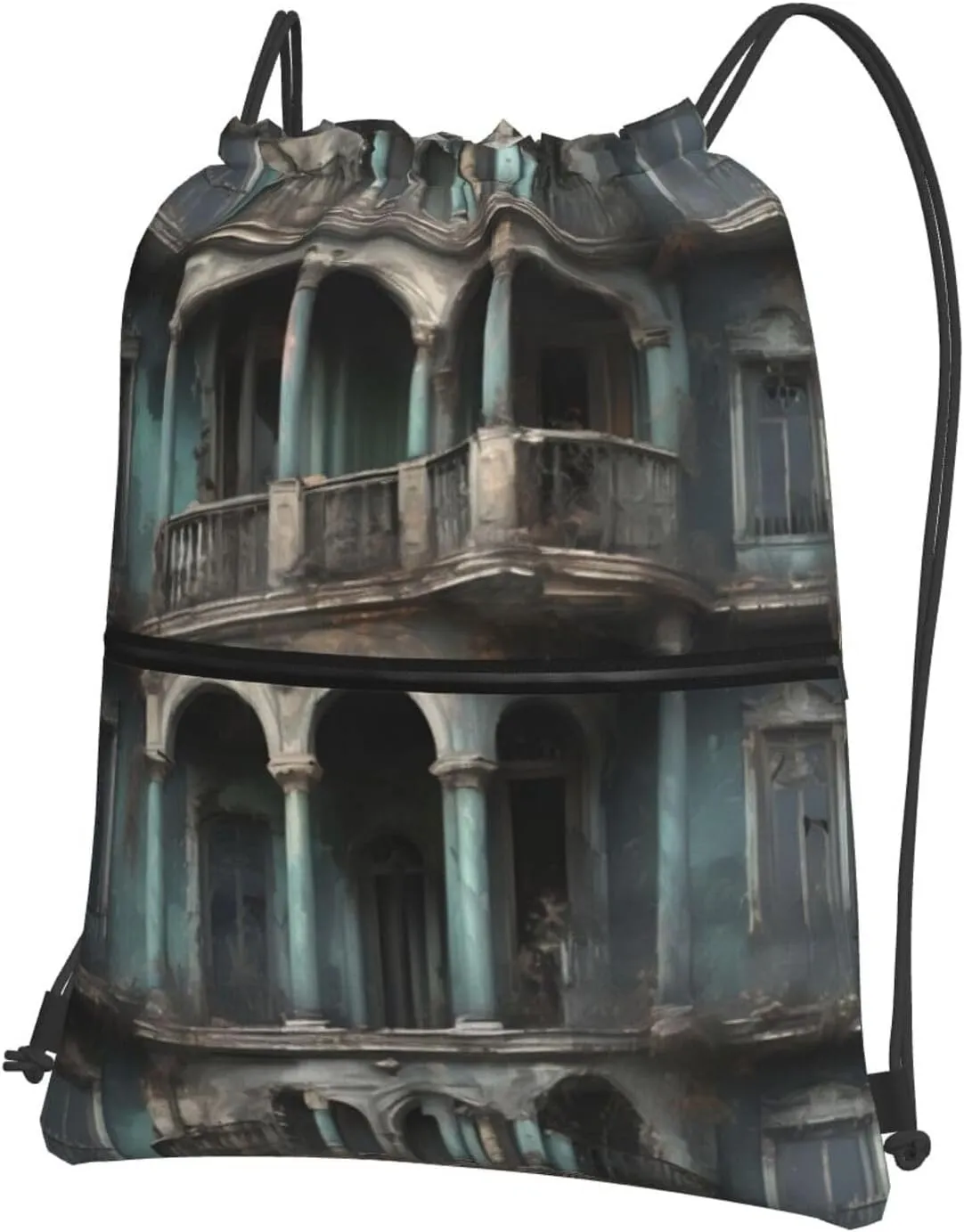 Haunted Mansions Drawstring Backpack String Cinch Bag For Fitness Workout, Daily Commute, Travel