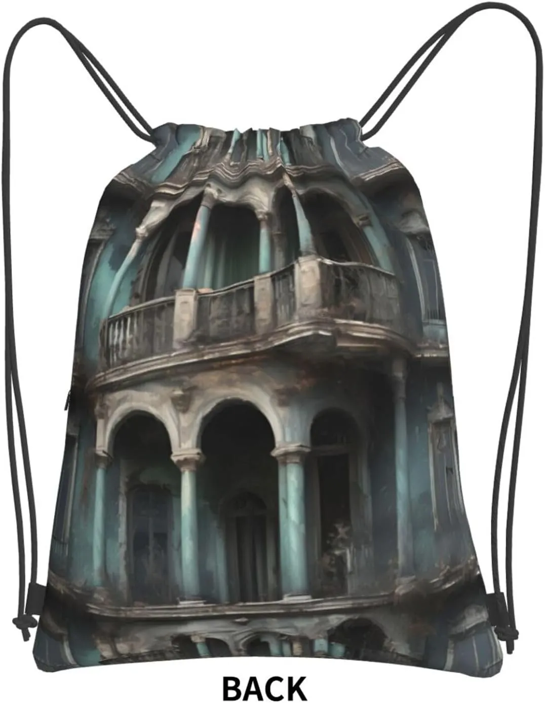 Haunted Mansions Drawstring Backpack String Cinch Bag For Fitness Workout, Daily Commute, Travel