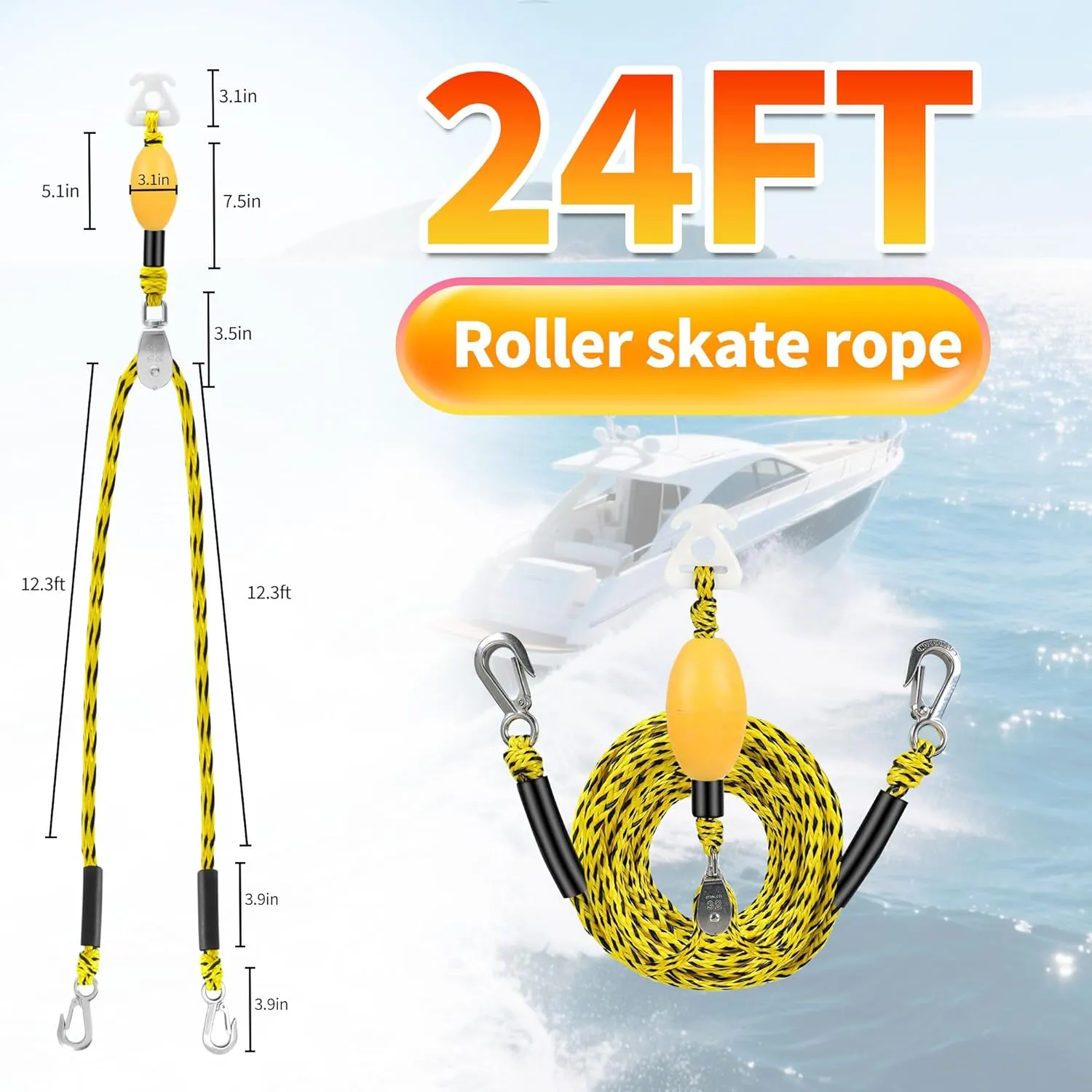 Heavy Duty Floating Tow Rope with Float Ball - Premium Watersports Towable Tubes for Boating, Water Skis, and Wakeboards