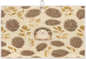 Hedgehogs Fruits Leaves Golf Towel with Heavy Duty Carabiner Clip Quick Dry Ultra Absorbent Club Ball Cleaning Towel Golf Accessories for Men Women
