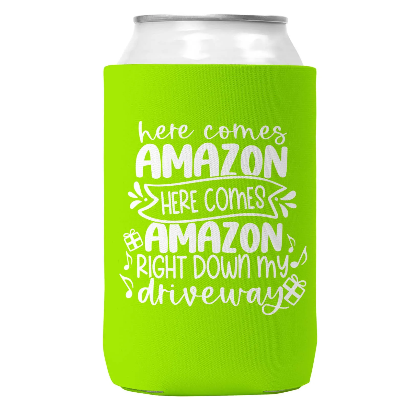 Here Comes Amazon Can Coozie Christmas Can Cooler 12oz Cans