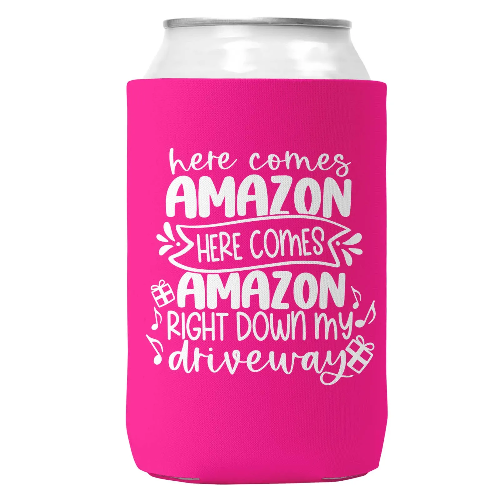 Here Comes Amazon Can Coozie Christmas Can Cooler 12oz Cans