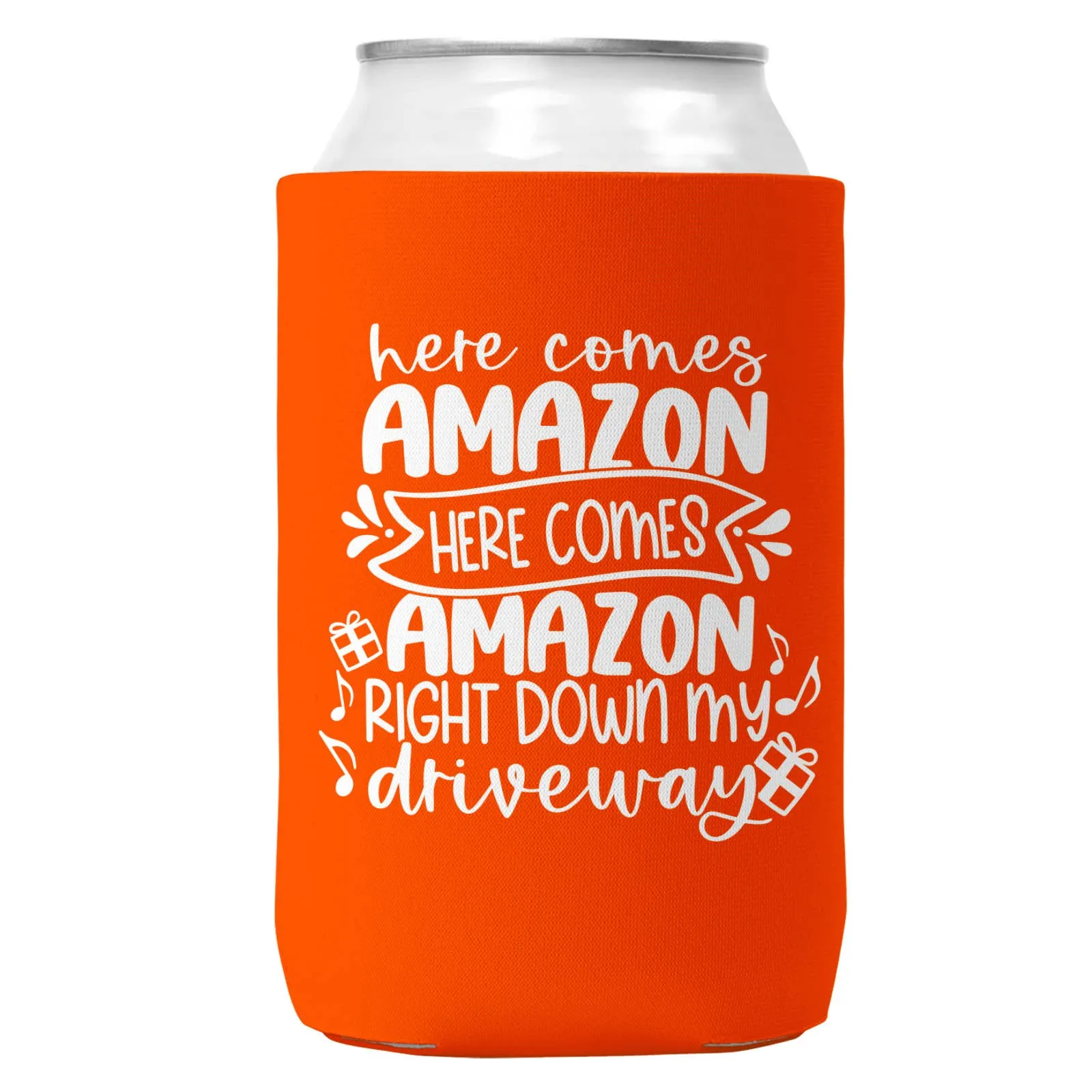 Here Comes Amazon Can Coozie Christmas Can Cooler 12oz Cans