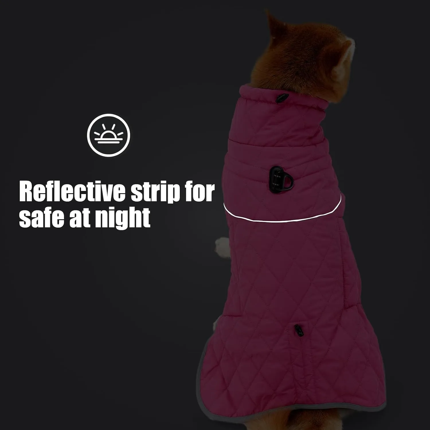 HEYWEAN Dog Winter Coat Reflective Jacket Waterproof & Windproof Fleece with Built-in Harness for Large Dogs Ideal for Cold Weather Pink Small