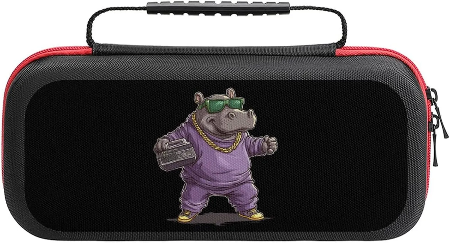 Hip Hop Hippo Portable Protective Shell Compatible with Switch Case Hard Travel Tote Bag with 20 Game Cartridges