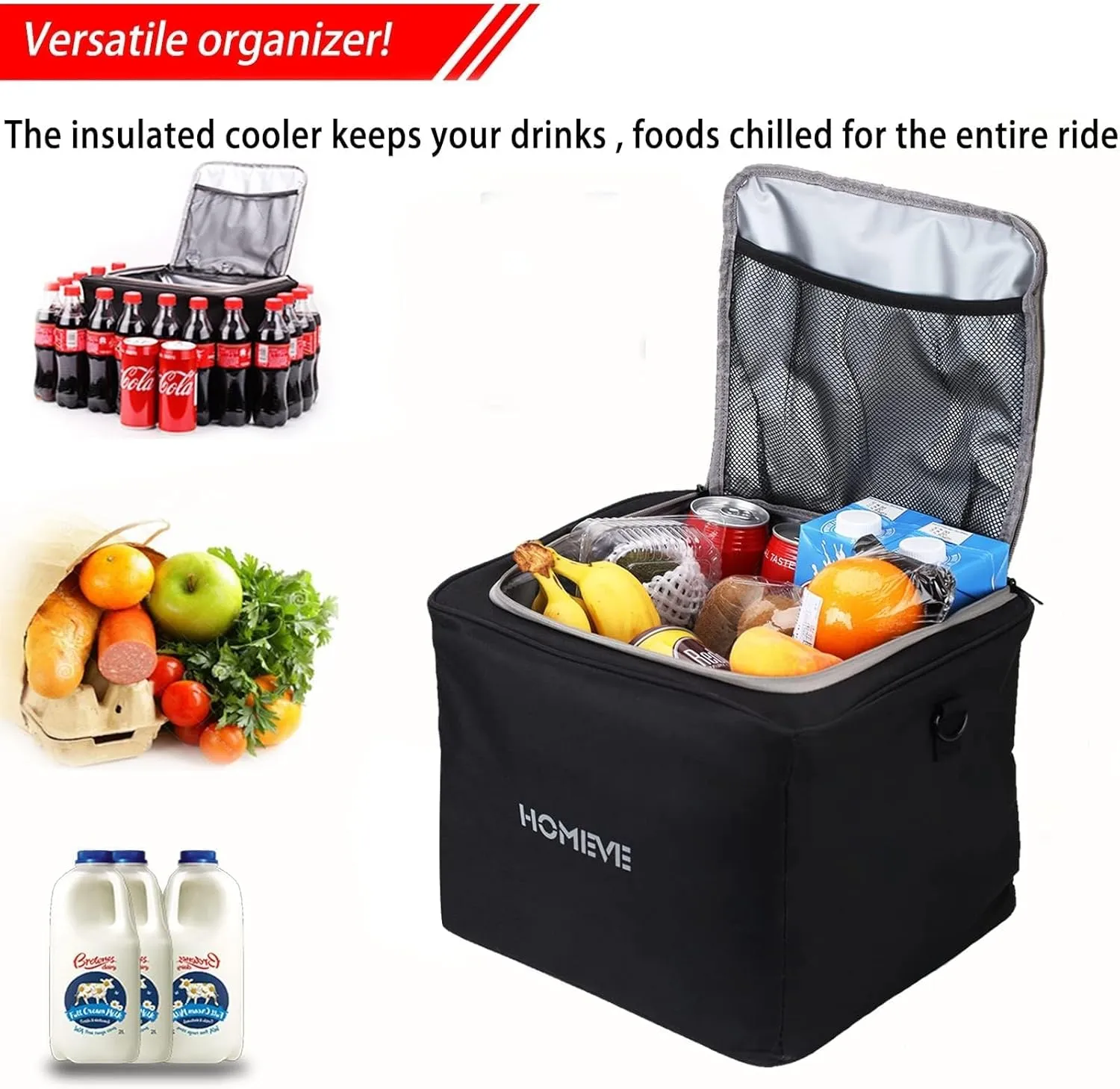 HOMEVE Extra Large Collapsible Trunk Organizer With Cooler Bag,3 Compartments Storage Organizer With Cover