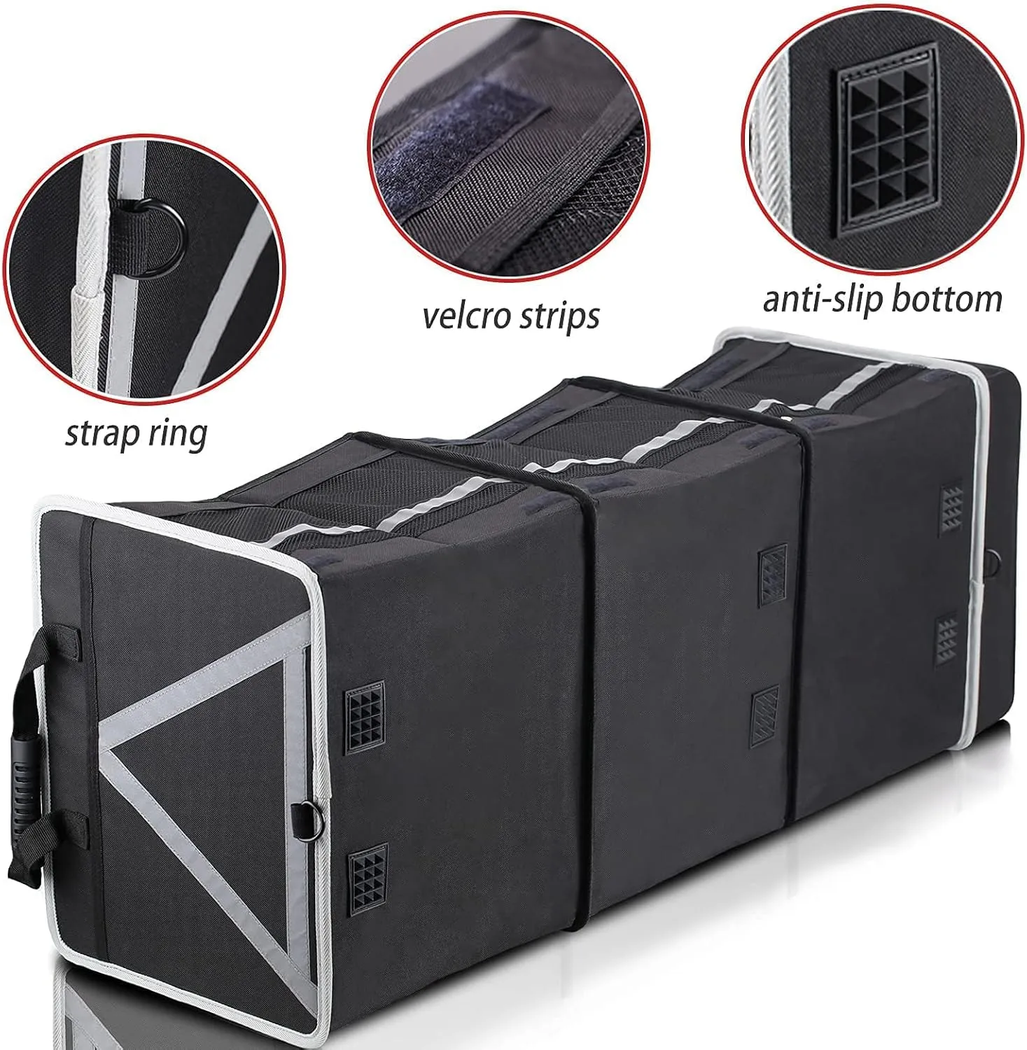 HOMEVE Extra Large Collapsible Trunk Organizer With Cooler Bag,3 Compartments Storage Organizer With Cover