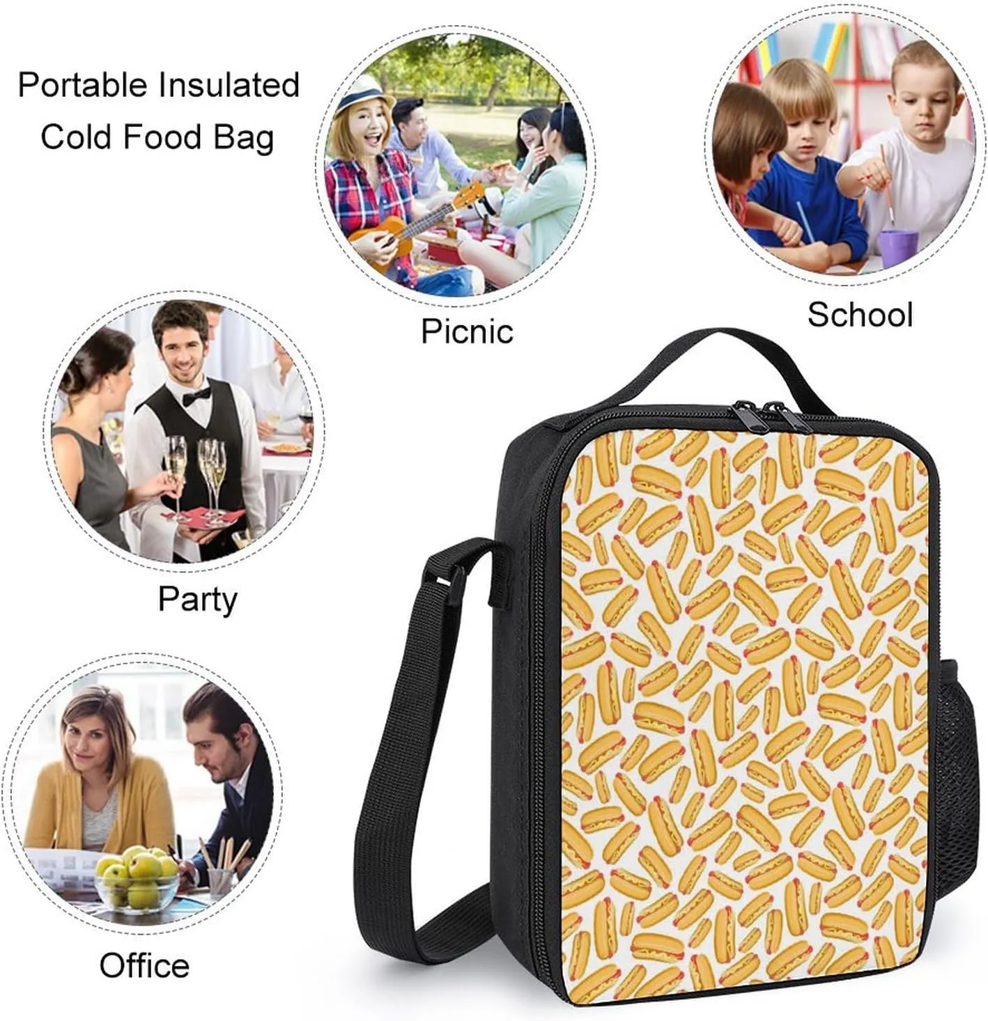 Hot Dog Shoulder Backpack Diagonal Lunch Bag Pencil Case Set