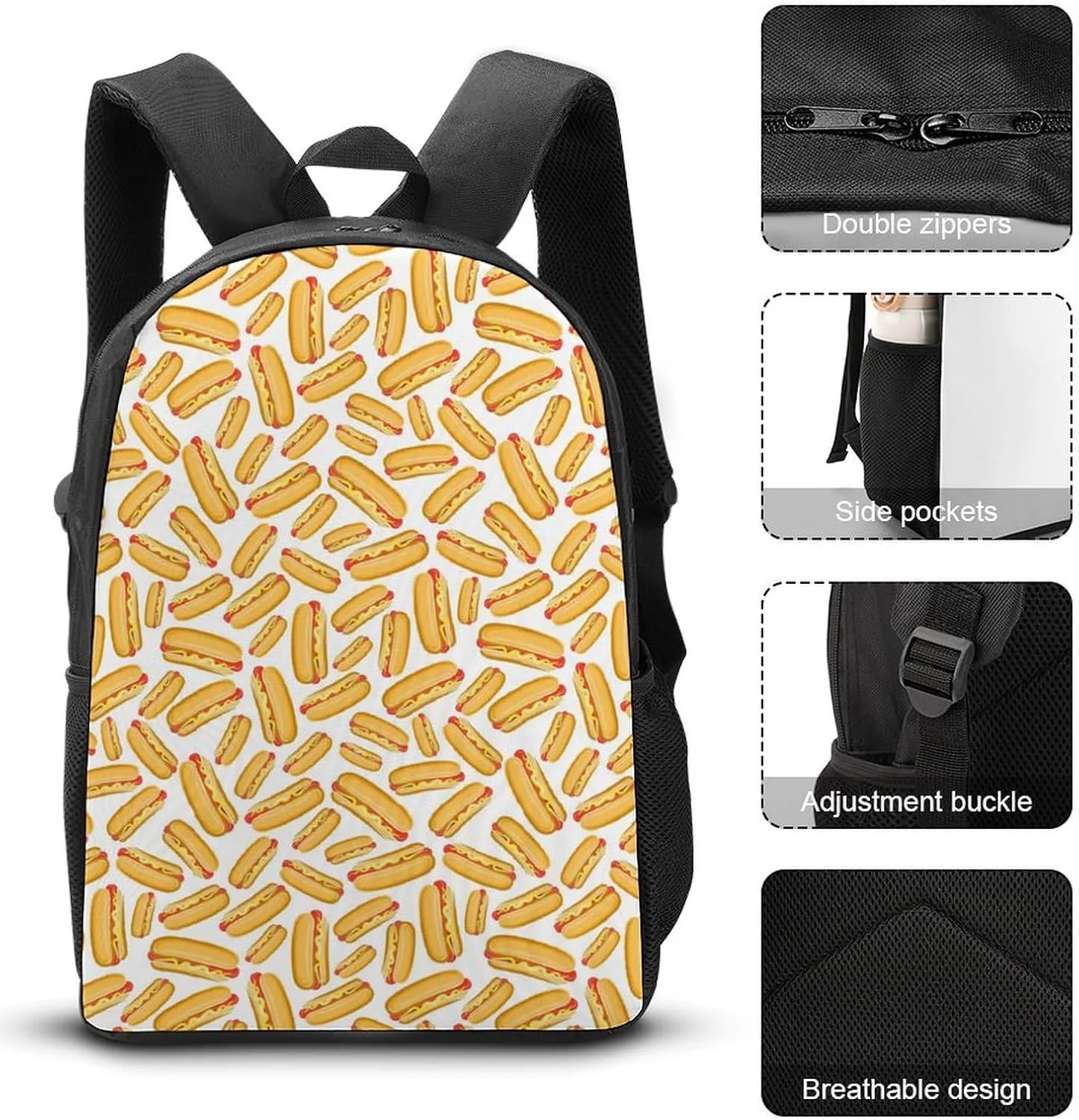 Hot Dog Shoulder Backpack Diagonal Lunch Bag Pencil Case Set