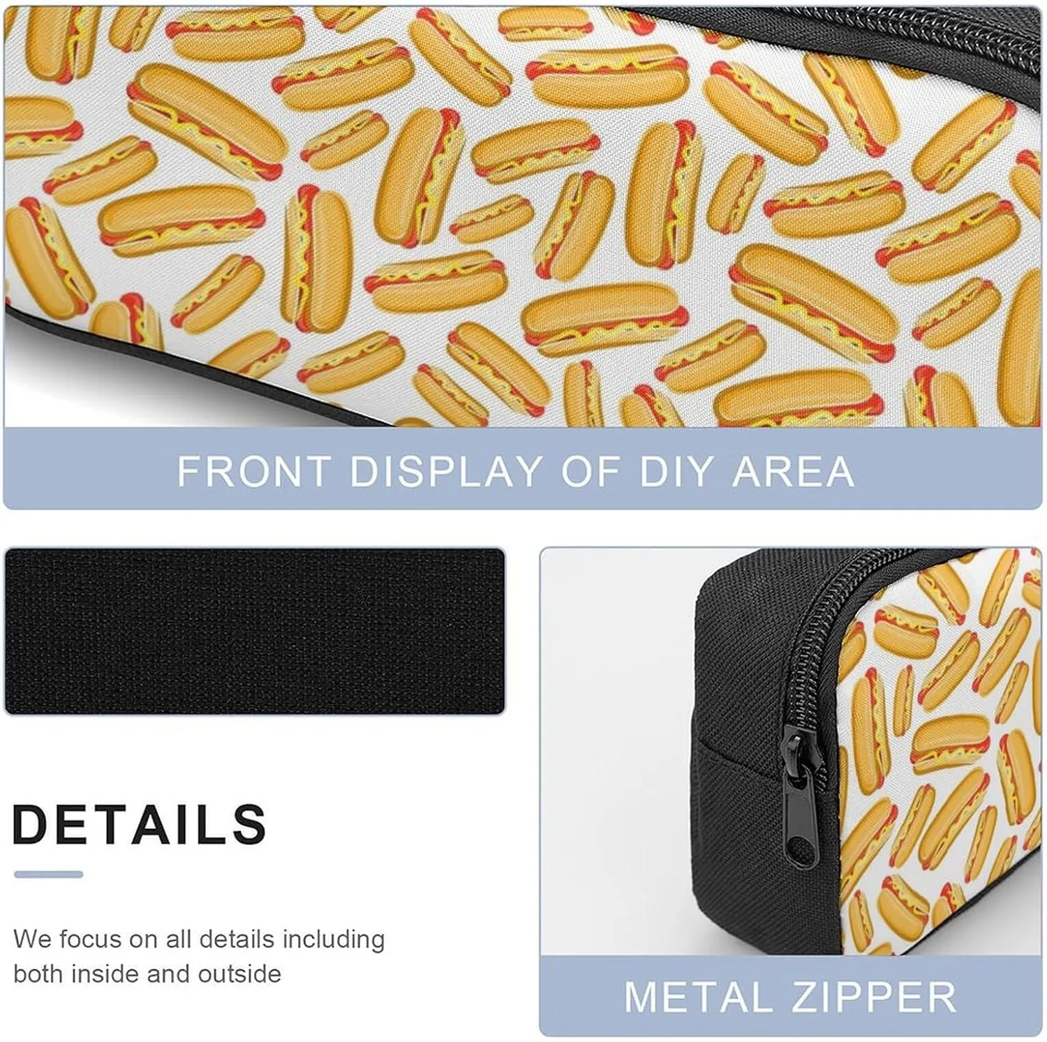 Hot Dog Shoulder Backpack Diagonal Lunch Bag Pencil Case Set