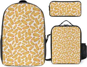 Hot Dog Shoulder Backpack Diagonal Lunch Bag Pencil Case Set