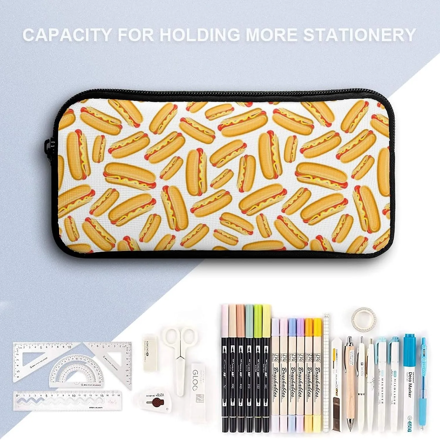 Hot Dog Shoulder Backpack Diagonal Lunch Bag Pencil Case Set