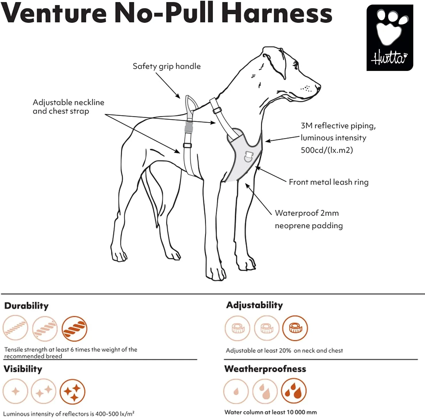 Hurtta Venture No-Pull Harness, Bilberry, 24-32 in