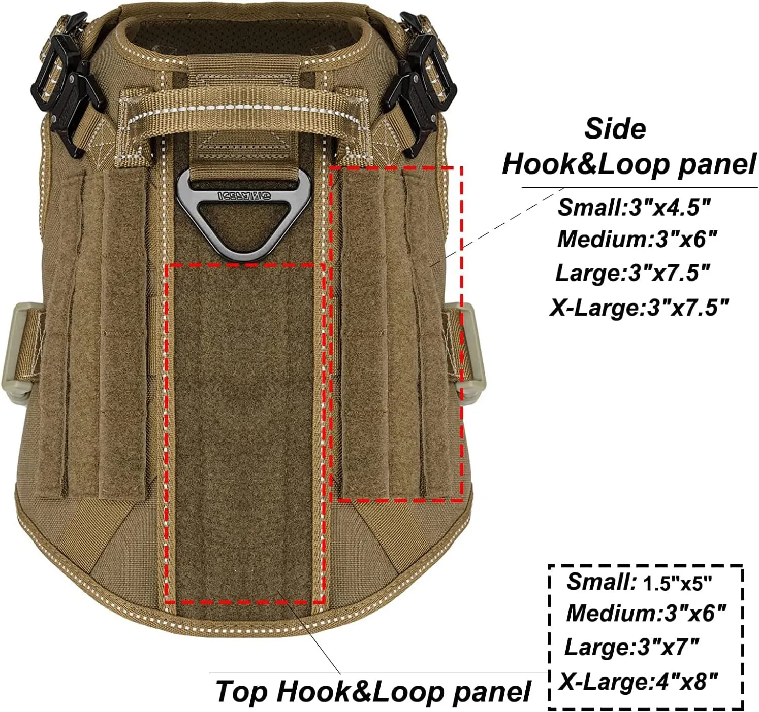 ICEFANG Tactical Dog Harness,Medium Size, 2X Metal Buckle,Working Dog MOLLE Vest with Handle,No Pulling Front Leash Clip,Hook and Loop Panel