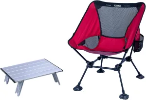iClimb 1 Mini Folding Table and 1 Anti-Sinking Large Feet Chair Bundle, Ultralight Compact for Solo Adult Outdoor Backpacking Camping Hiking Beach Concert