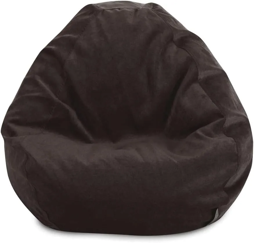 Indoor Bean Bag Chair with Filler Included | 22'' H x 28'' W x 28'' D Size, Solid Pattern in Brown Color | Removable Zippered Slipcover & Soft Shredded Foam