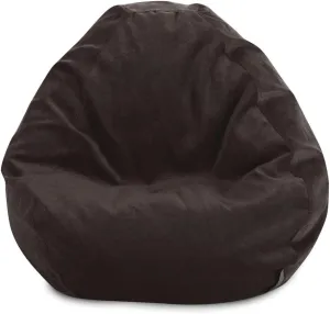 Indoor Bean Bag Chair with Filler Included | 22'' H x 28'' W x 28'' D Size, Solid Pattern in Brown Color | Removable Zippered Slipcover & Soft Shredded Foam