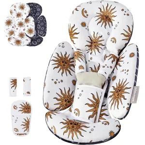 Infant Car Seat Insert, Baby Seat Head and Body Support for Newborn, Soft Breathable, Reversible Design, Universal for Baby Swings, Car Seats, Strollers, Yellow